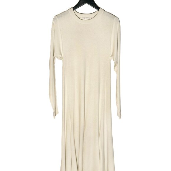 The Row Ivory Gentwood Long Sleeve A-Line Jersey Midi Dress - Picture 1 of 6